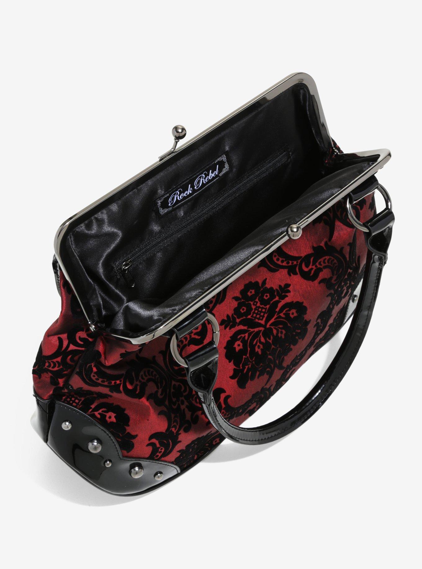 Rock Rebel Mistress Deep Red Damask Purse, , alternate