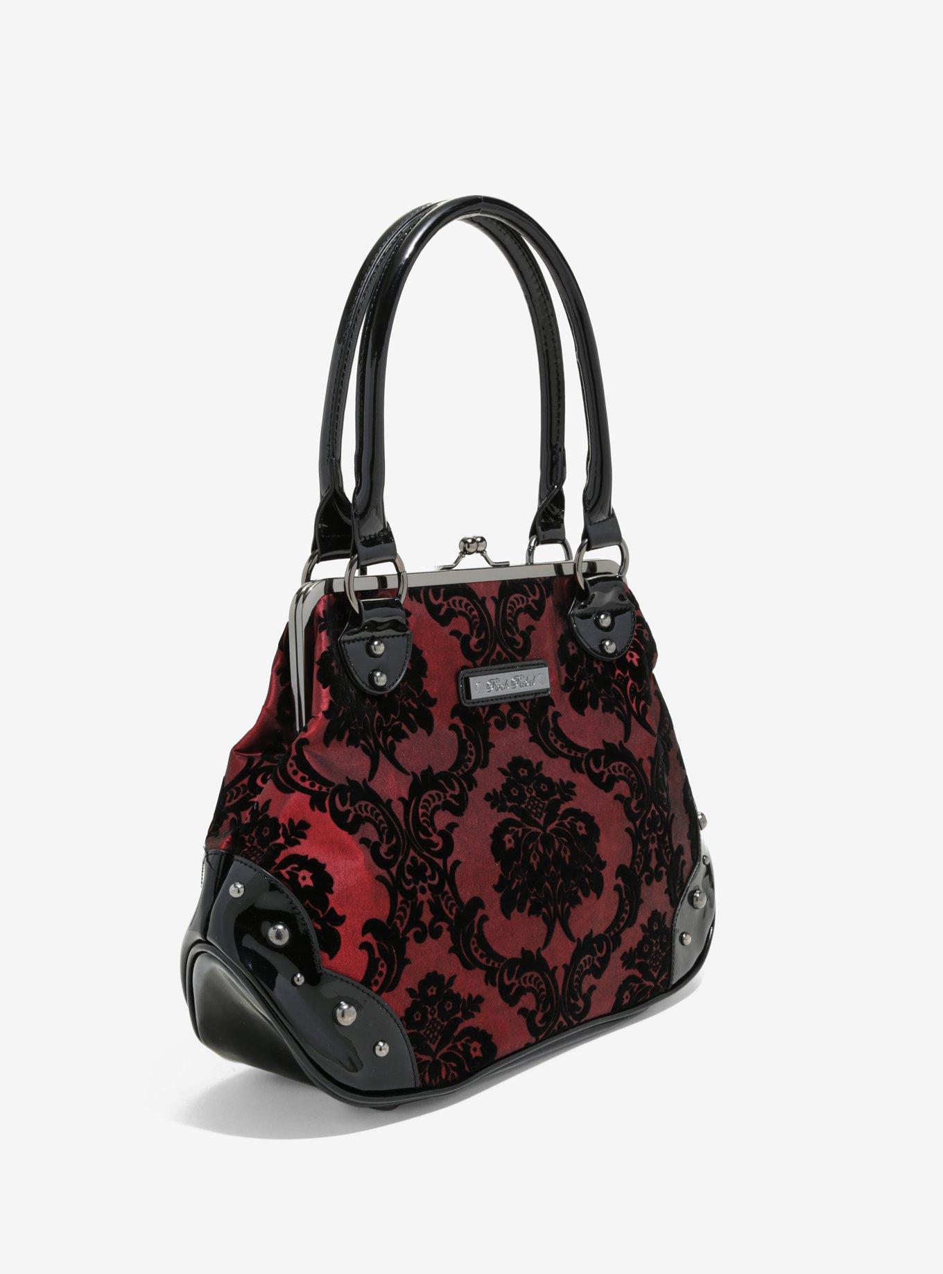 Rock Rebel Mistress Deep Red Damask Purse, , alternate