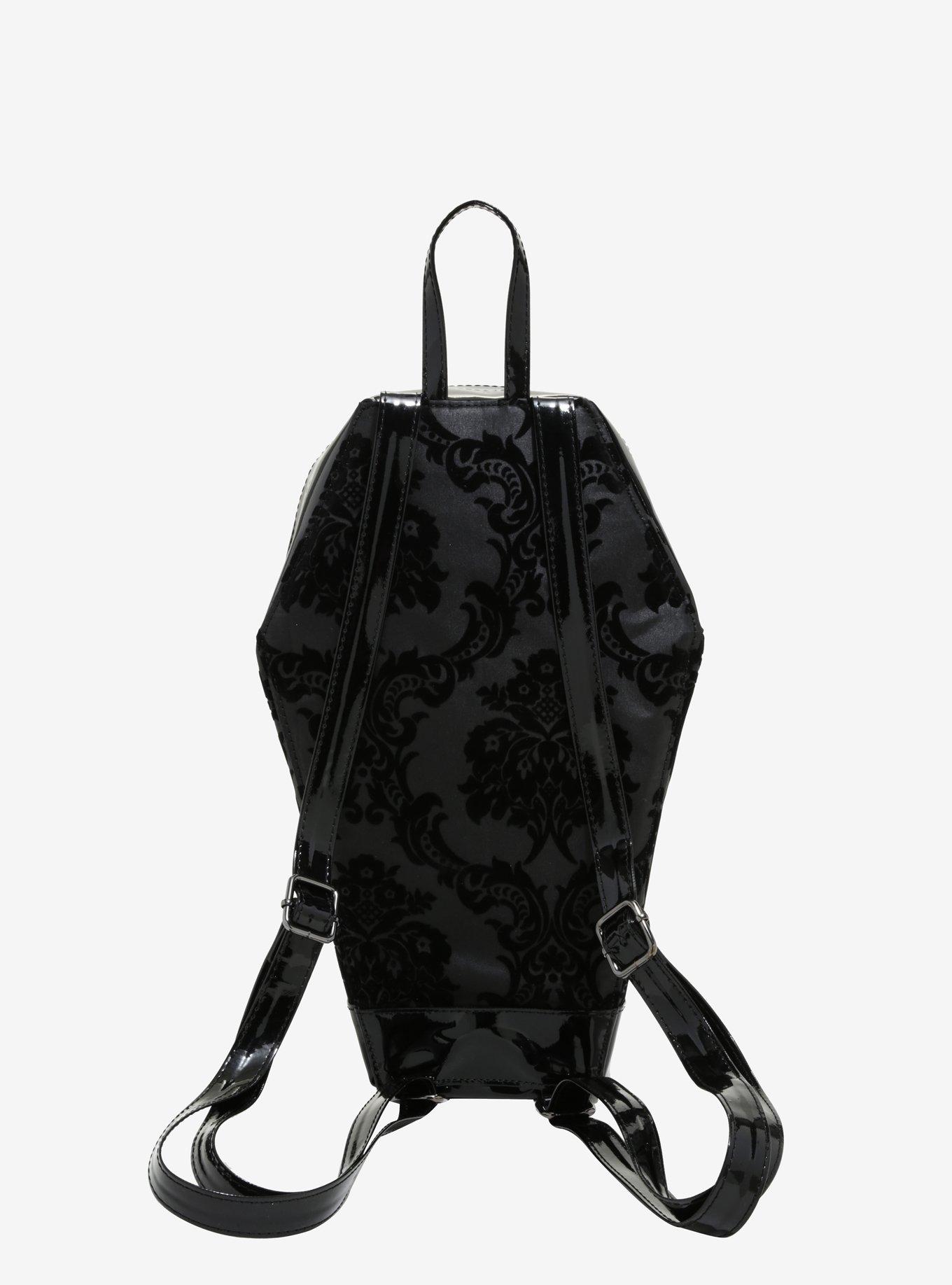 Rock Rebel Black Damask Coffin Backpack, , alternate