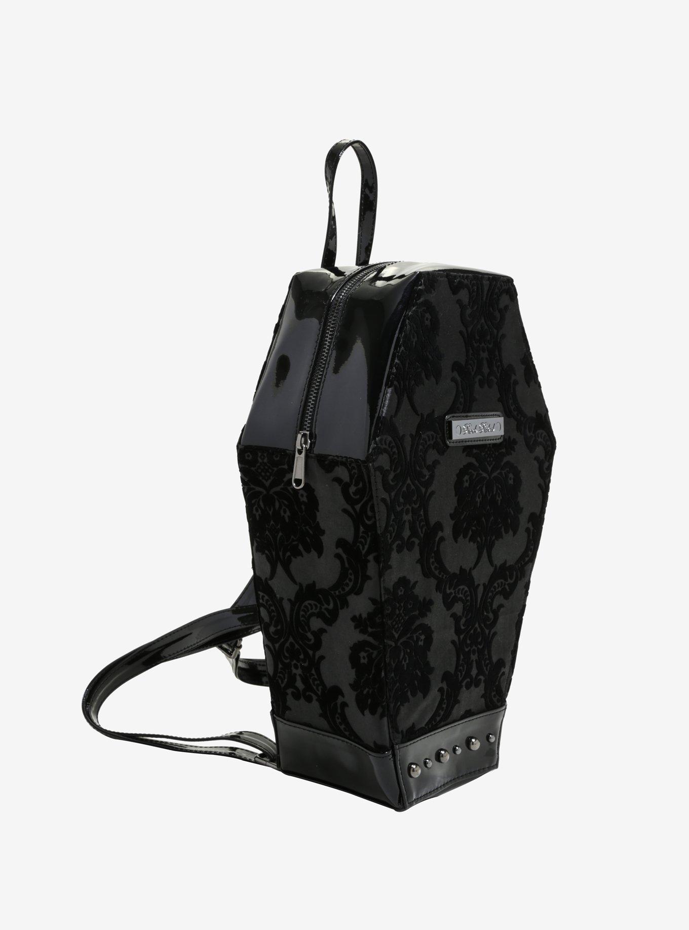 Rock Rebel Black Damask Coffin Backpack, , alternate