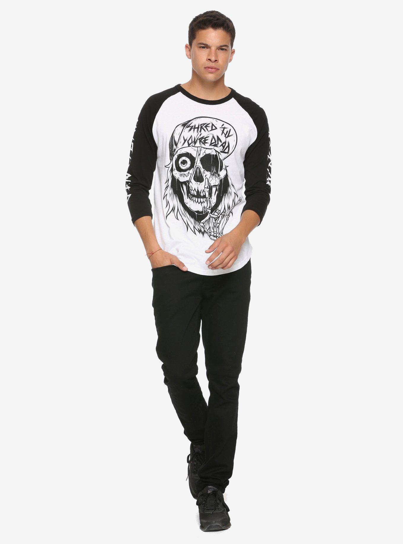 Vengeance University Shred 'Til You're Dead Skull Raglan, , alternate