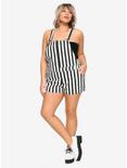 Black & White Striped Shortalls Plus Size, , alternate
