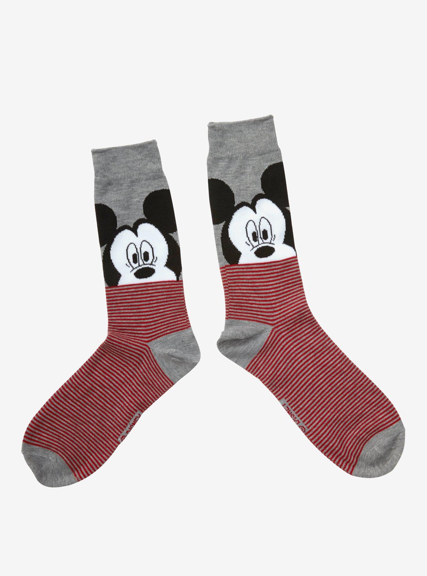 Disney Mickey Mouse Striped Peeking Socks, , alternate
