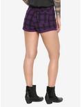 Purple Plaid Hi-Rise Skinny Shorts, PLAID, alternate
