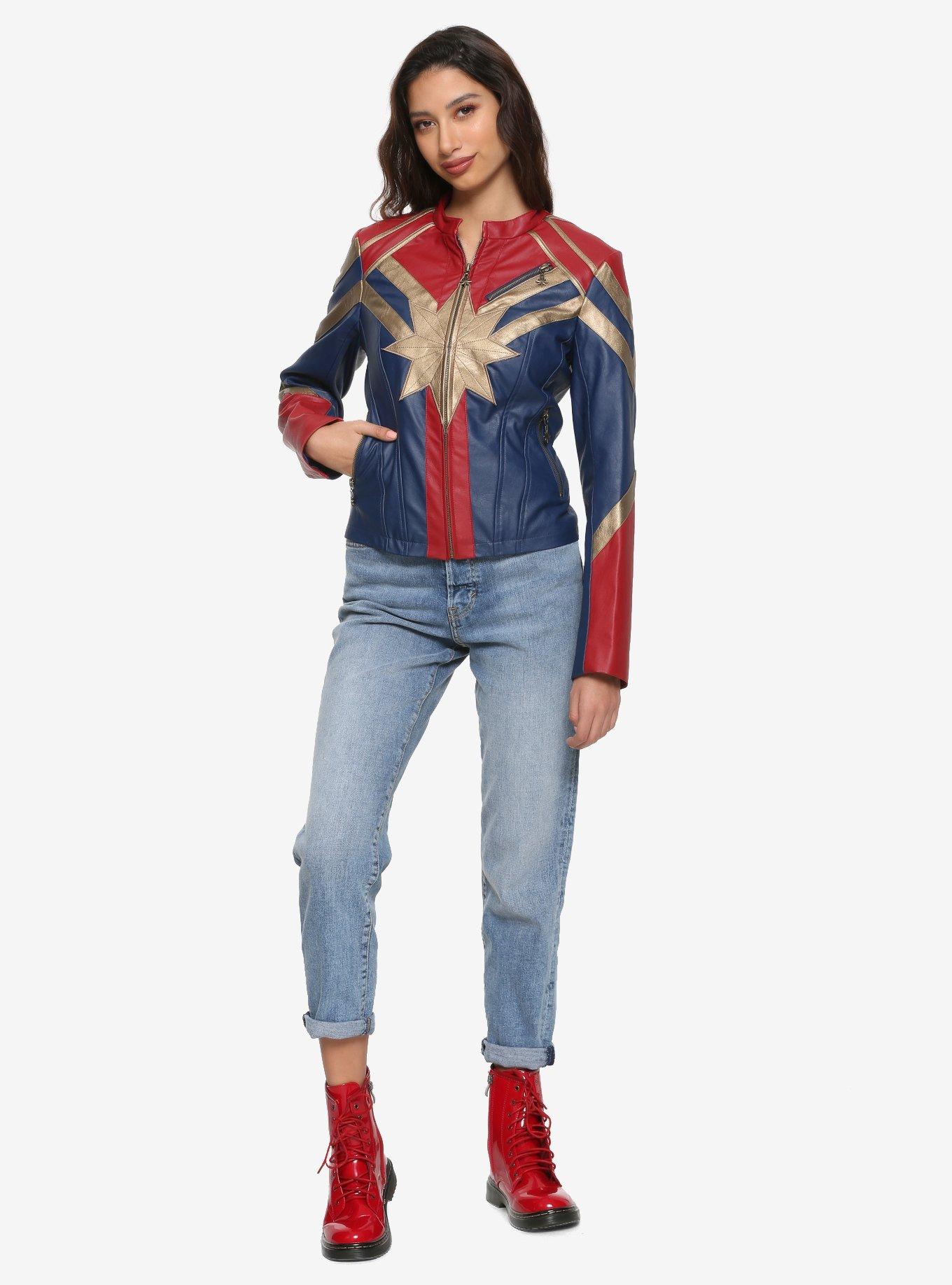 Her Universe Marvel Captain Marvel Star Girls Faux Leather Jacket, , alternate