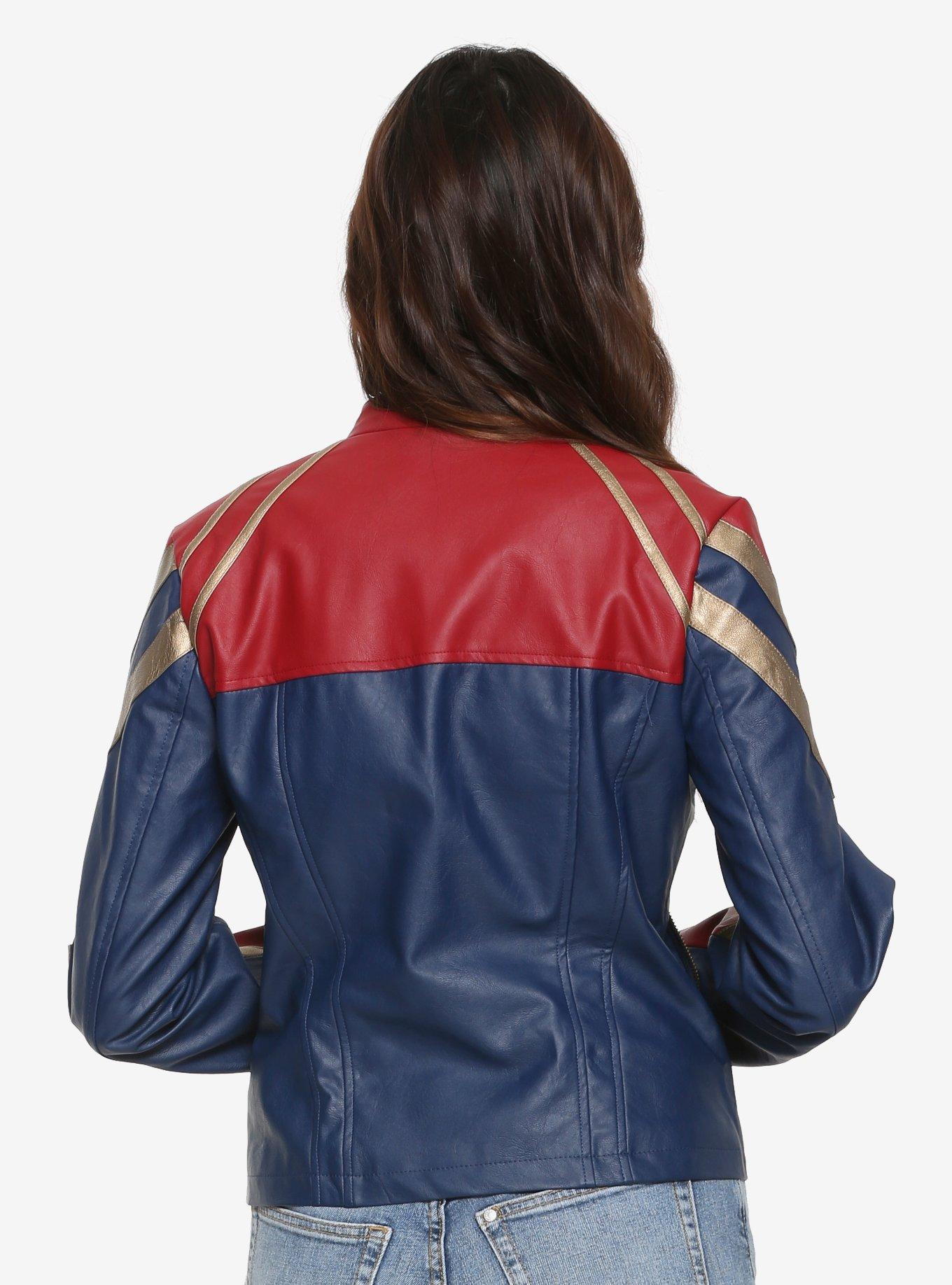 Her Universe Marvel Captain Marvel Star Girls Faux Leather Jacket, , alternate