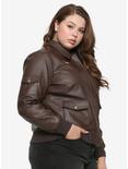 Her Universe Marvel Captain Marvel Cosplay Girls Faux Leather Aviator Jacket Plus Size, MULTI, alternate