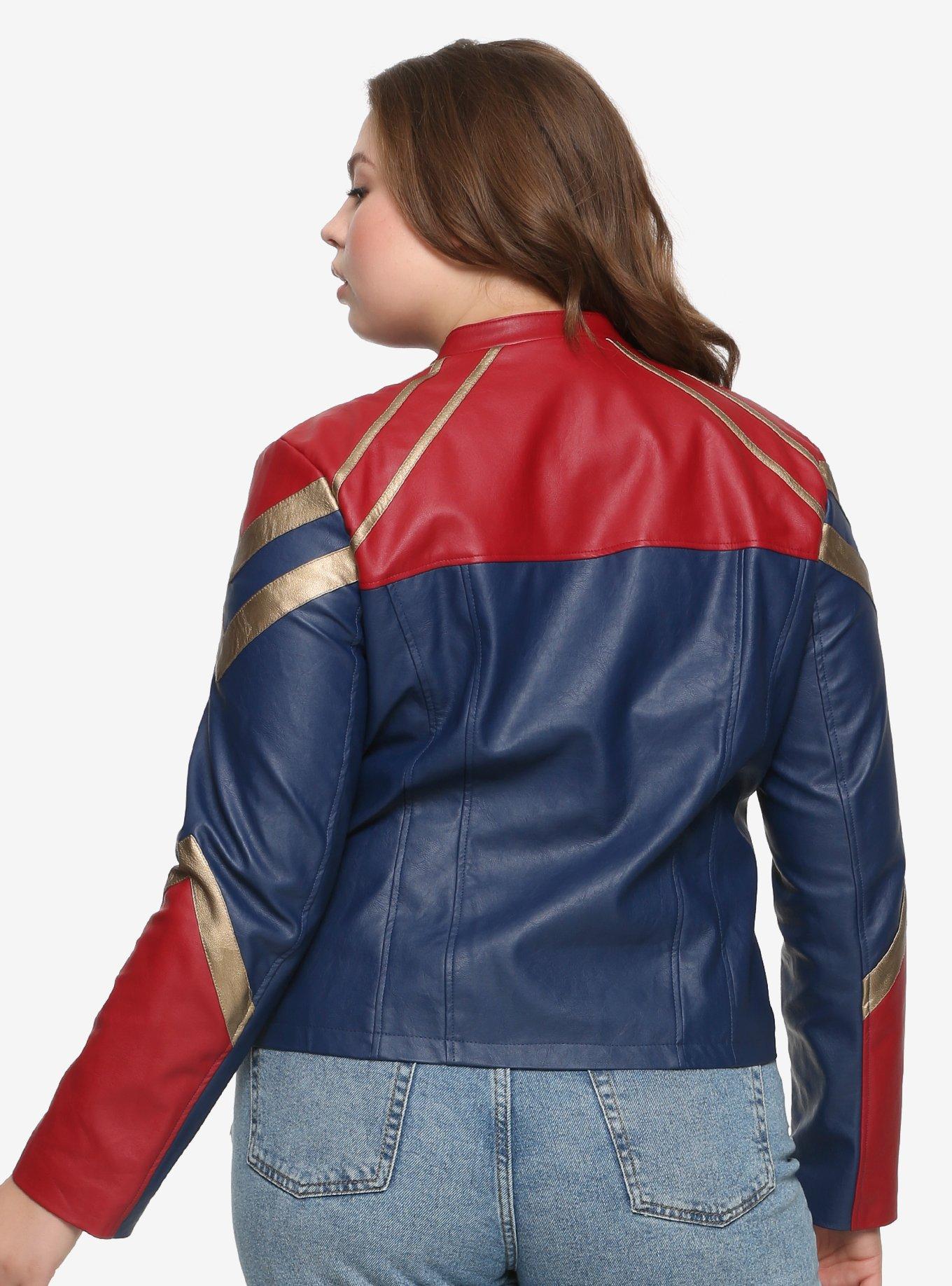 Her Universe Marvel Captain Marvel Star Girls Faux Leather Jacket Plus Size, , alternate