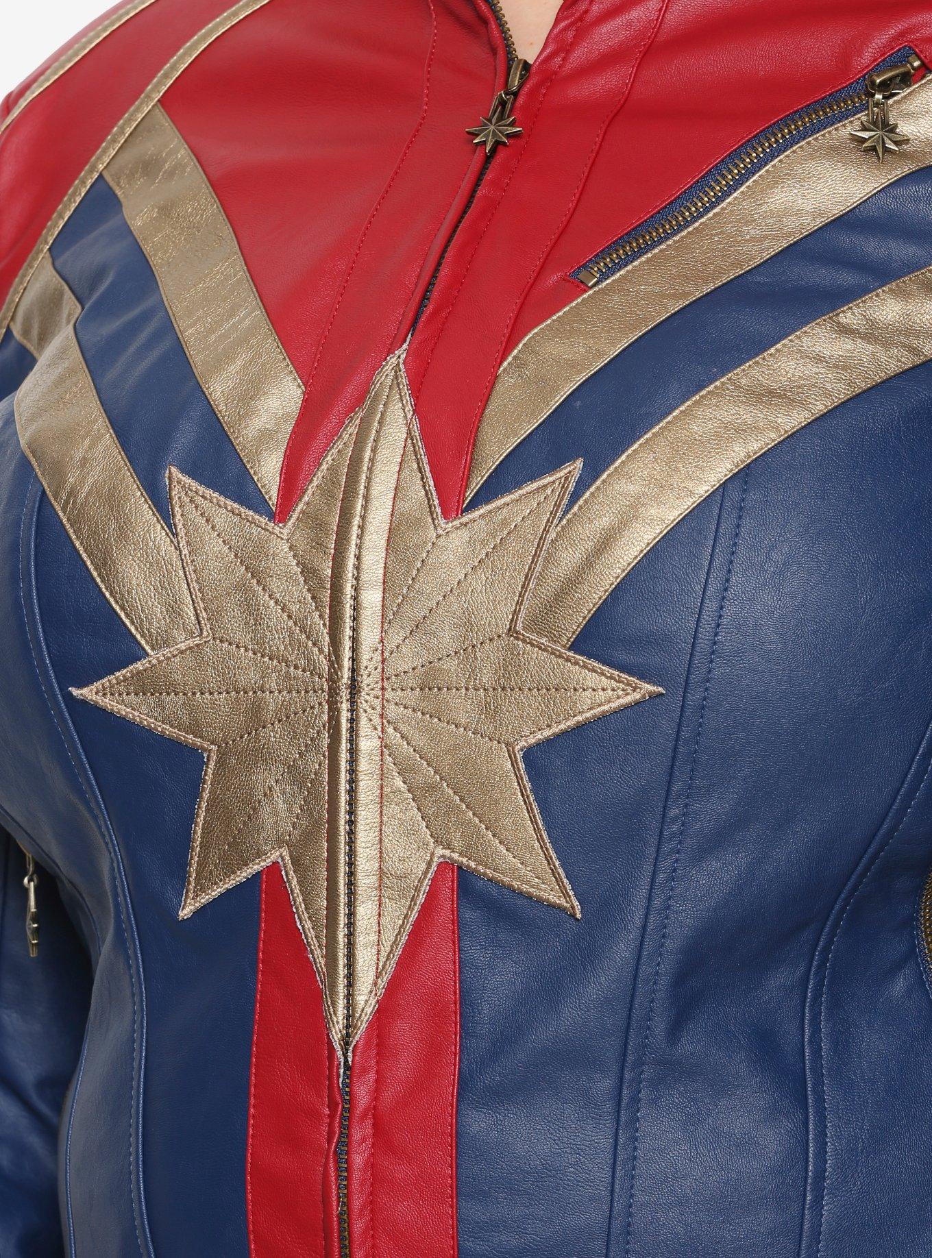 Her Universe Marvel Captain Marvel Star Girls Faux Leather Jacket Plus Size, , alternate