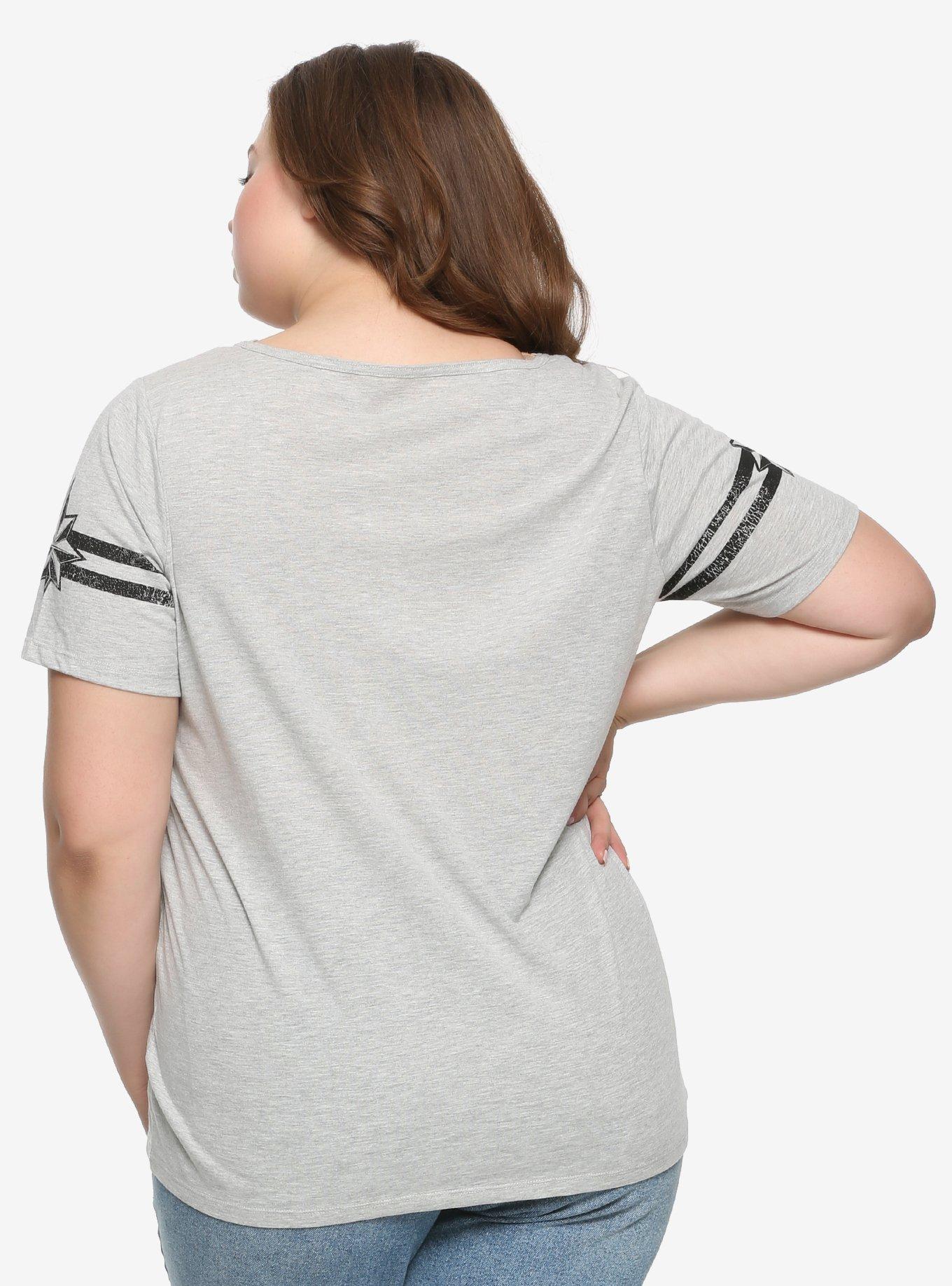 Her Universe Marvel Captain Marvel Scoop Neck Girls Athletic T-Shirt Plus Size, BLACK, alternate