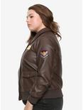 Marvel Captain Marvel Cosplay Faux Leather Aviator Jacket Plus Size, , alternate