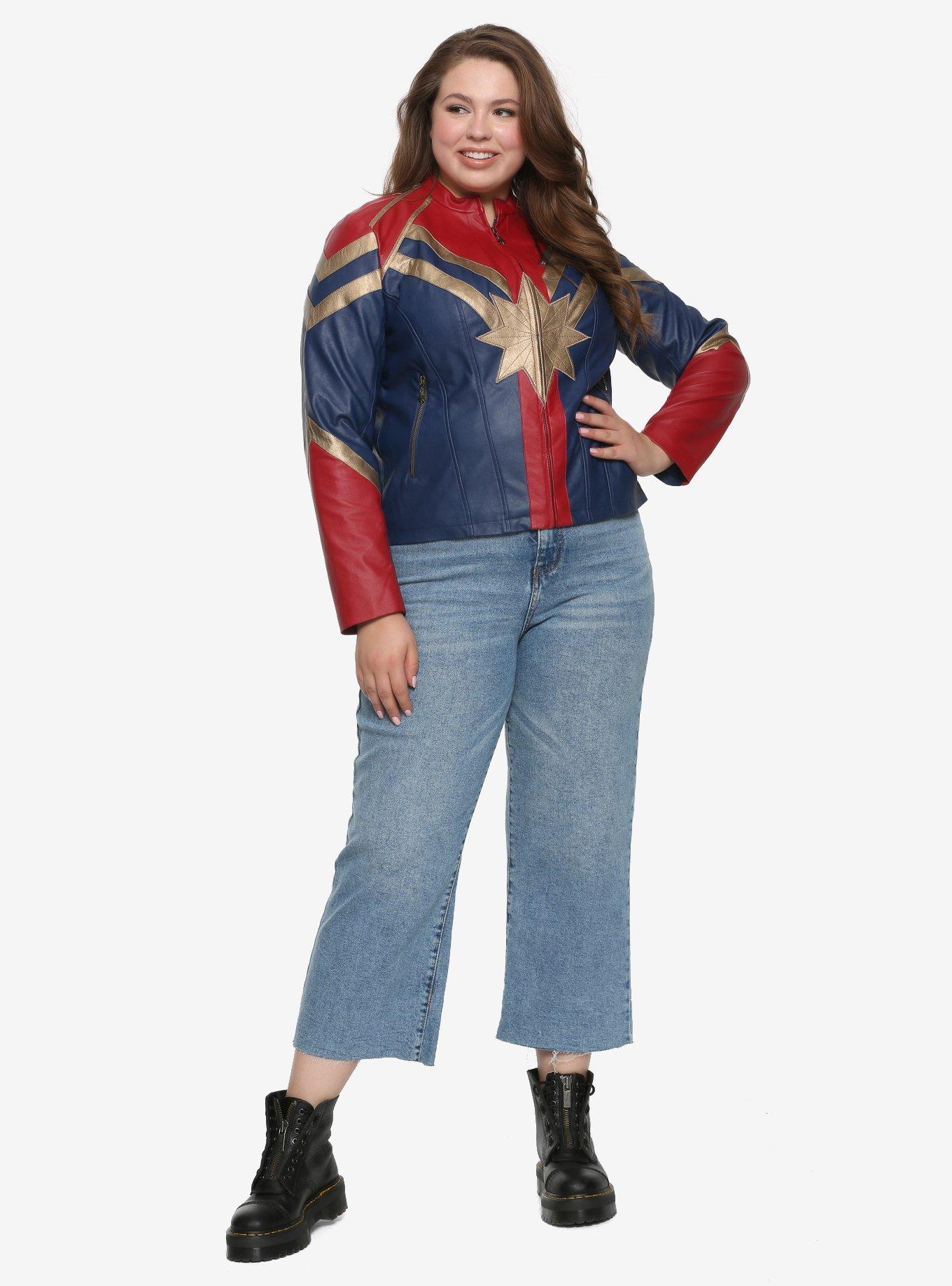 Marvel Captain Marvel Star Faux Leather Jacket Plus Size, , alternate