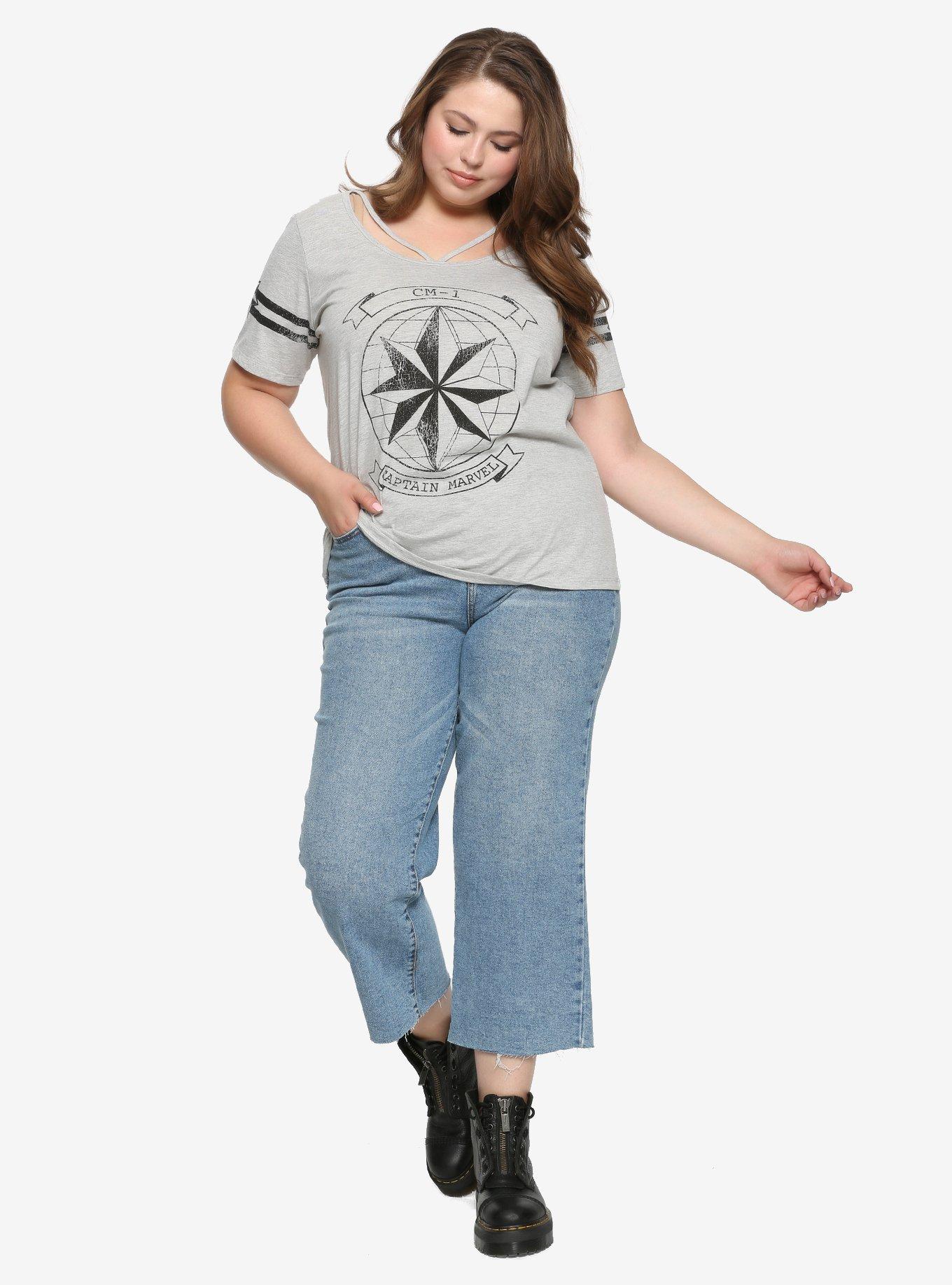 Marvel Captain Marvel Scoop Neck Athletic T-Shirt Plus Size, , alternate