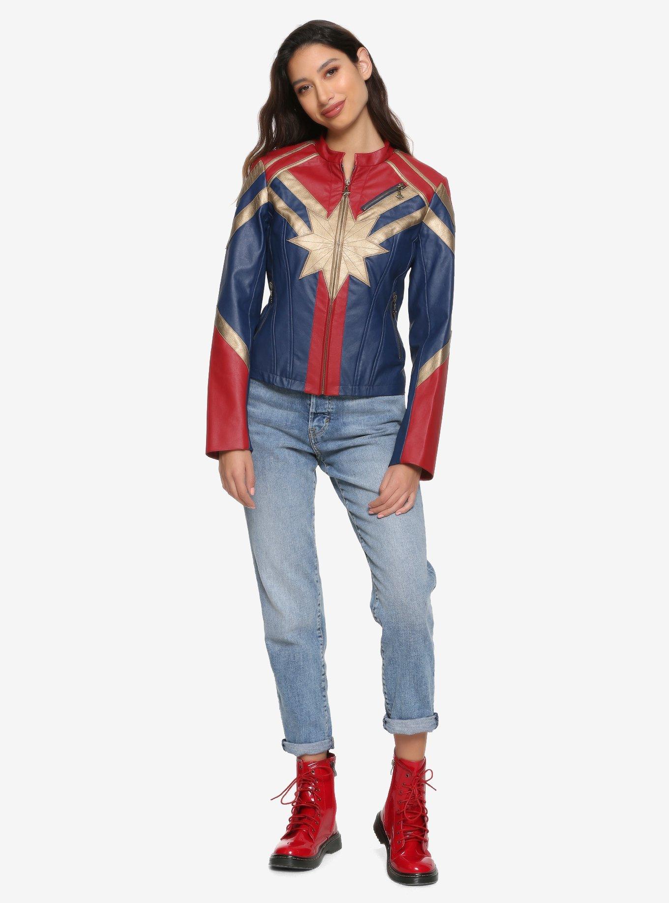Marvel Captain Marvel Star Faux Leather Jacket, , alternate