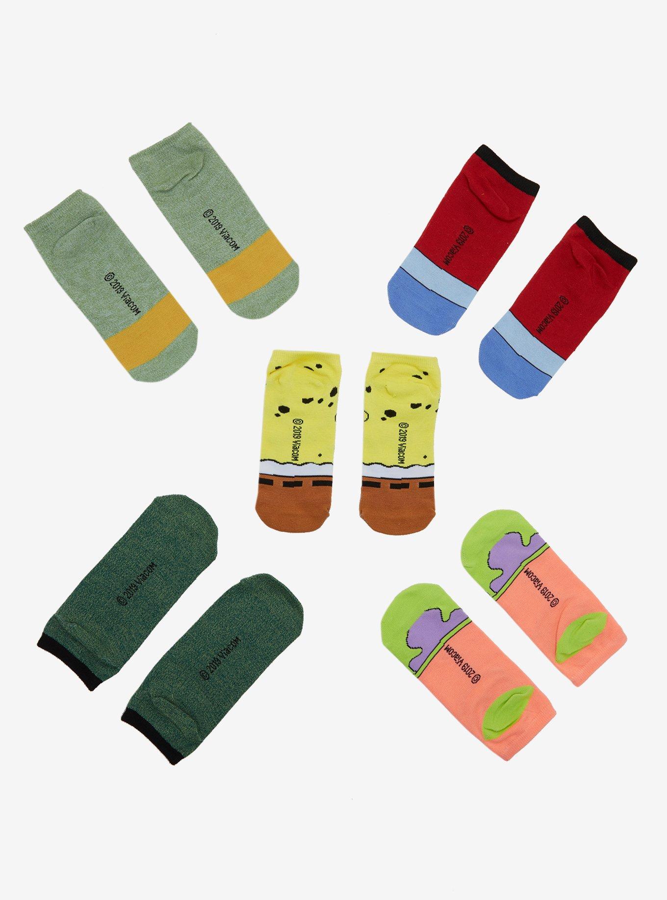 SpongeBob SquarePants Character No-Show Socks 5 Pair, , alternate - view 2
