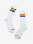Rainbow Striped Varsity Crew Socks, , alternate