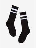 Blackheart Black & White Stripe Varsity Crew Socks, , alternate