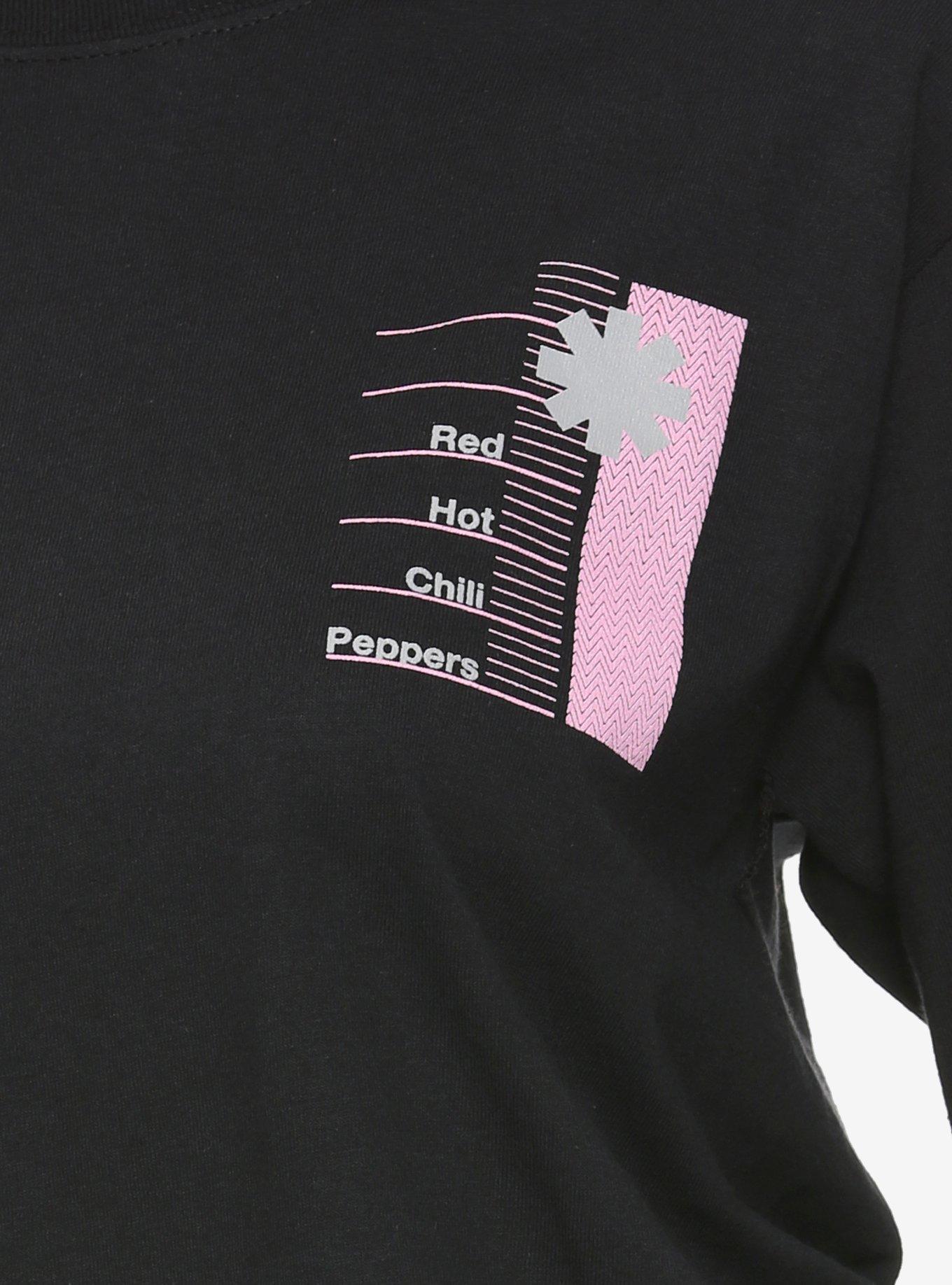 Red Hot Chili Peppers Pink Logo Crop Long-Sleeve Girls T-Shirt, BLACK, alternate