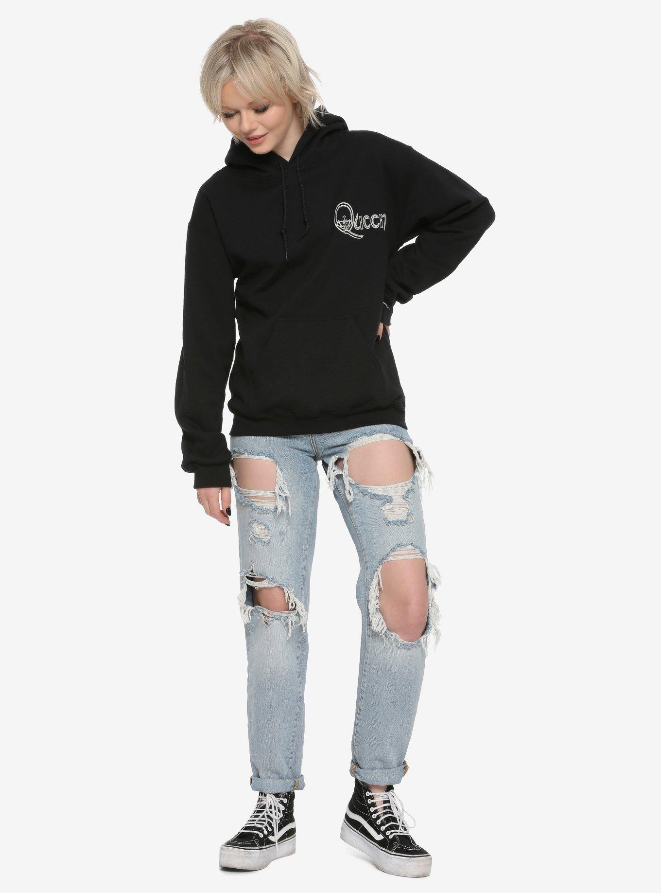 Queen Logo Girls Hoodie, BLACK, alternate