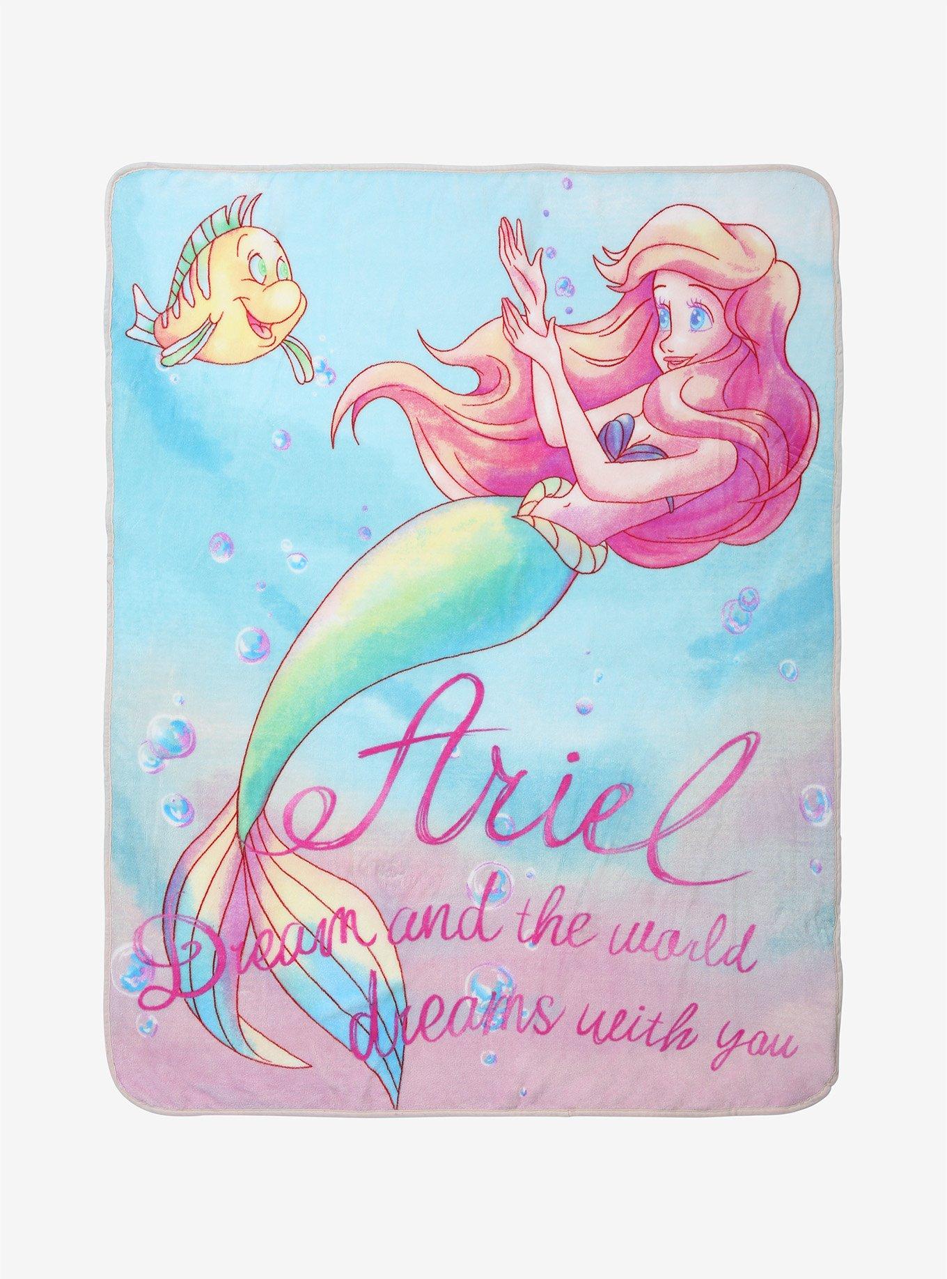 Disney The Little Mermaid Watercolor Plush Throw Blanket, , alternate