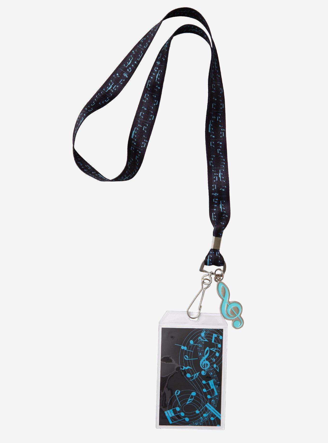 Musical Note Black & Turquoise Lanyard, , alternate
