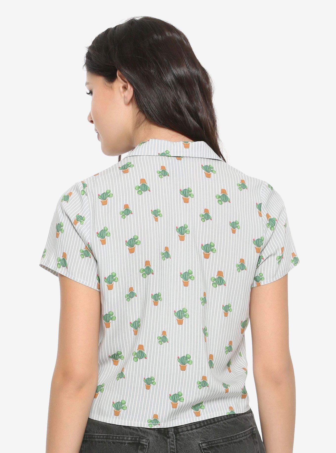 Disney Mickey Mouse Cactus Womens Tie-Front Woven Top -BoxLunch Exclusive, , alternate