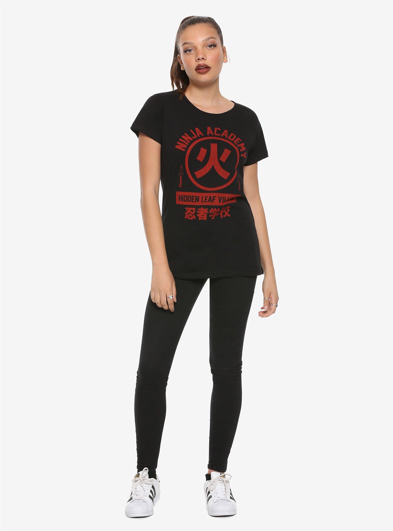 Naruto Ninja Academy Logo Girls T-Shirt, RED, alternate