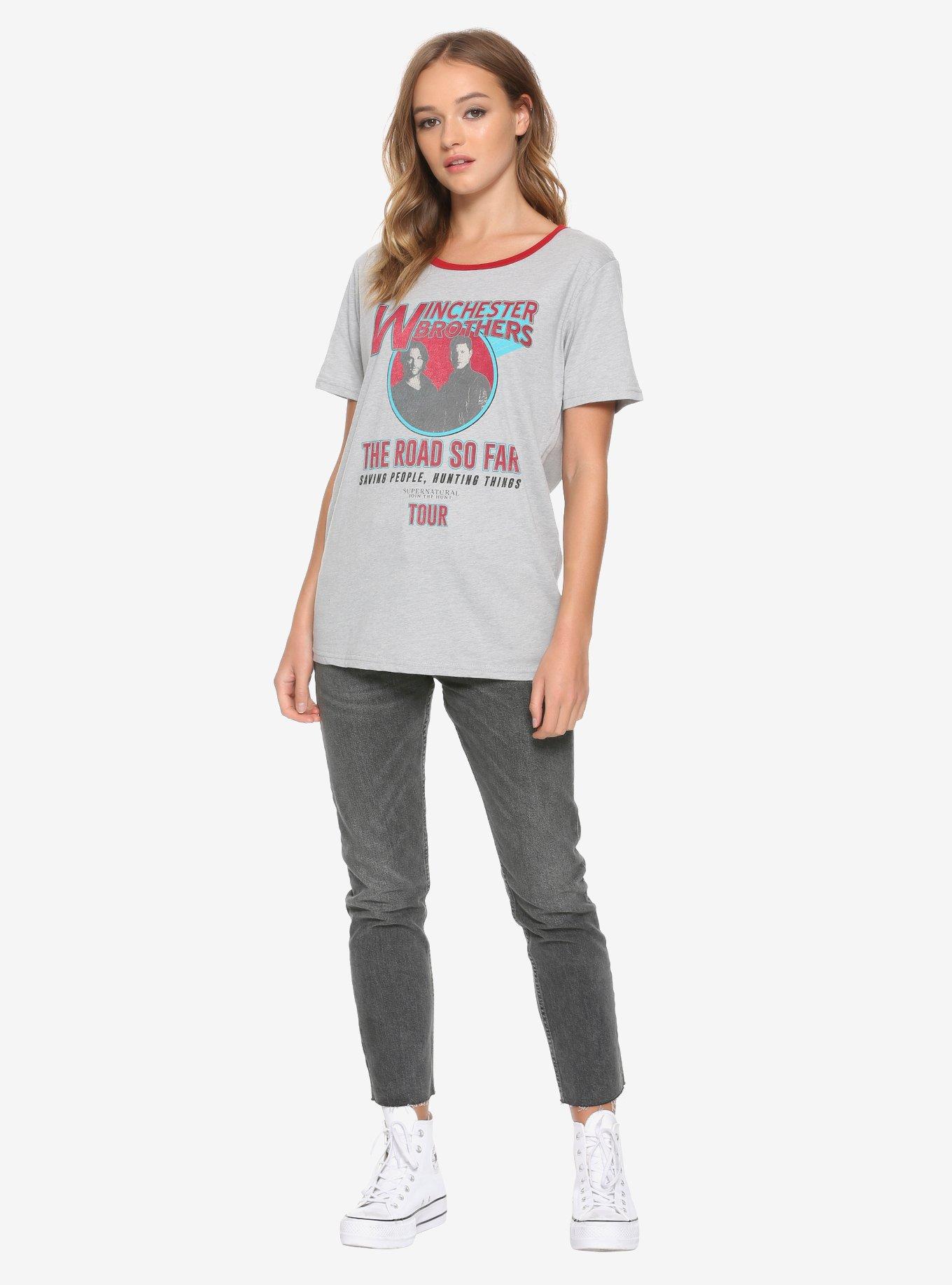 Supernatural The Road So Far Tour Girls Ringer T-Shirt, RED, alternate