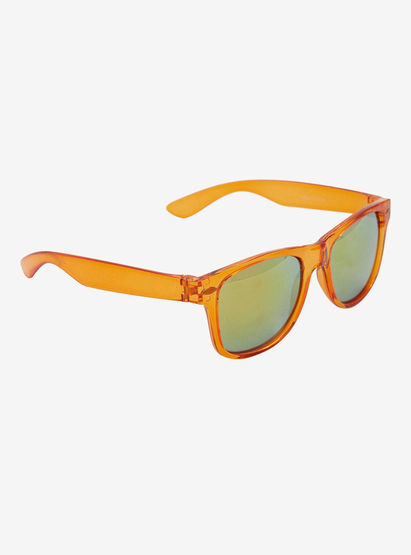 Orange Clear Retro Sunglasses, , alternate