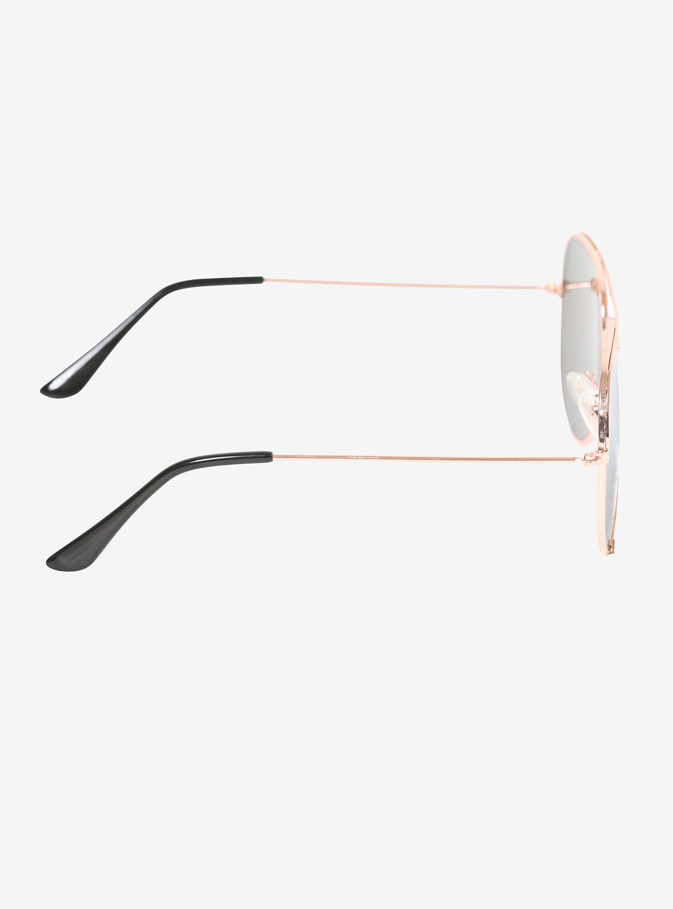 Rose Gold Mirror Aviator Sunglasses, , alternate