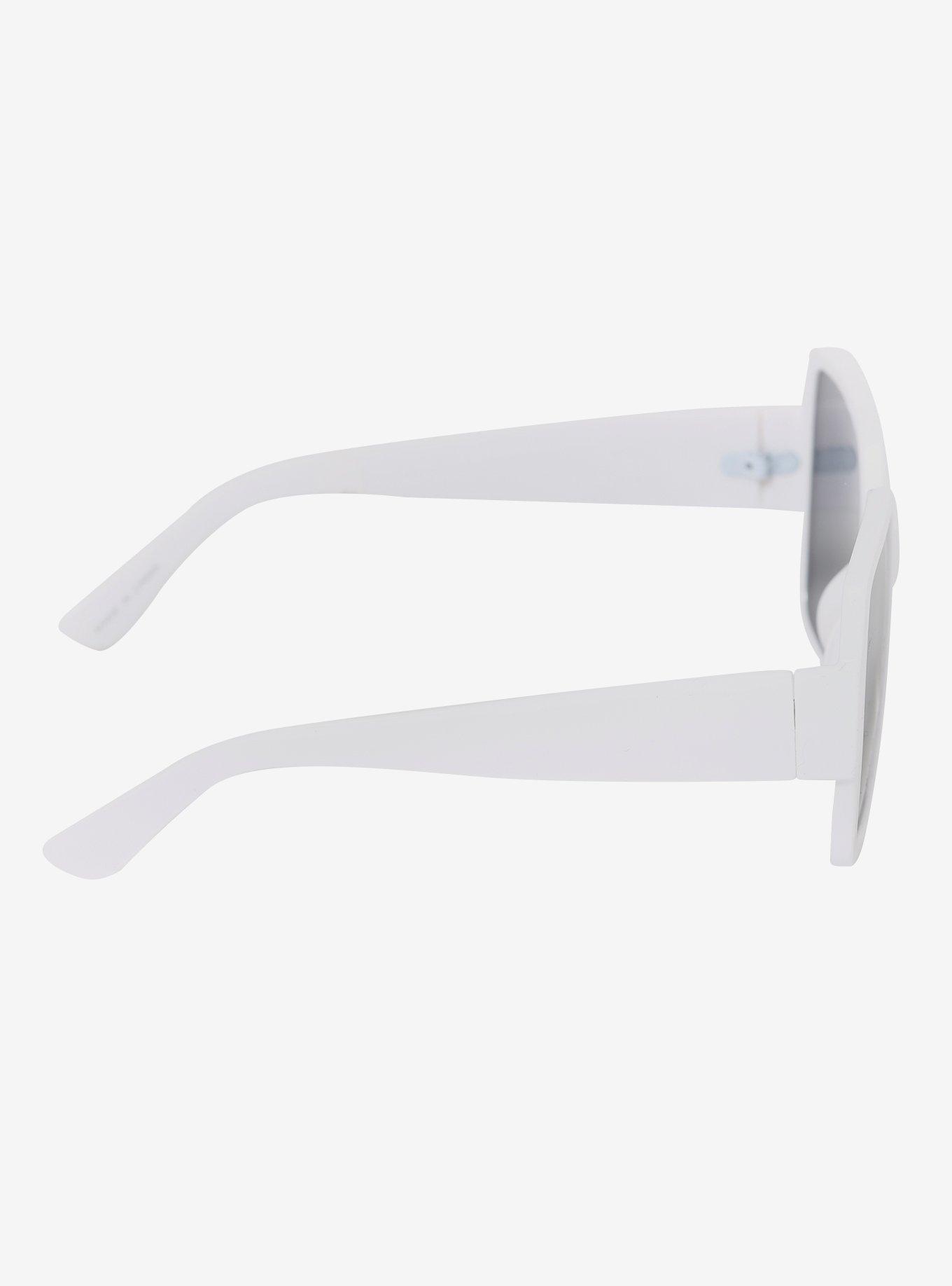 White Square Oversized Plastic Sunglasses, , alternate