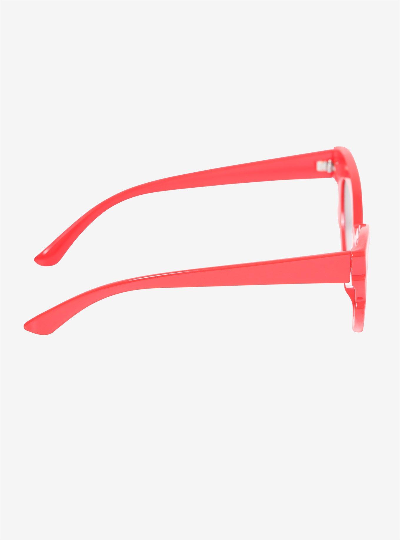 Red Cat Eye Scalloped Sunglasses, , alternate