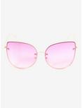 Purple Pink Rimless Cat Eye Sunglasses, , alternate