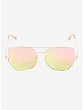 Rose Gold Oversized Reflector Cat Eye Sunglasses, , alternate