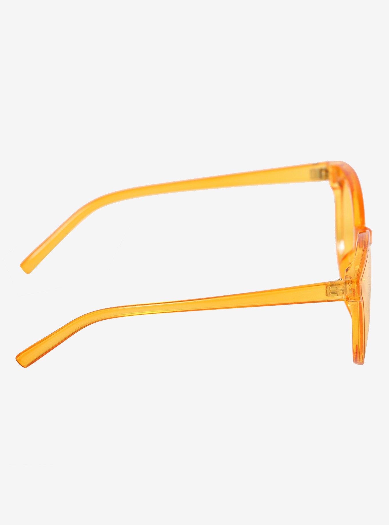 Translucent Orange Retro Sunglasses, , alternate