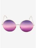 Purple Ombre Round Sunglasses, , alternate
