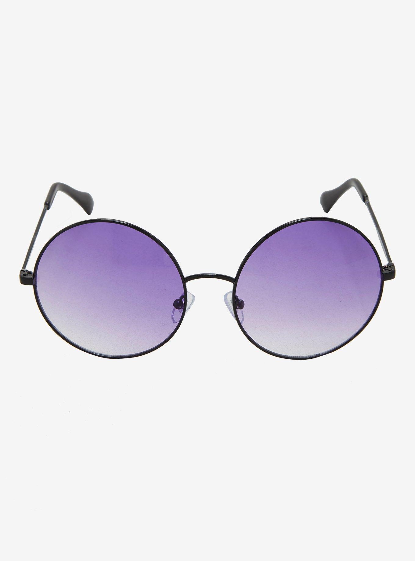 Purple & Black Round Sunglasses, , alternate