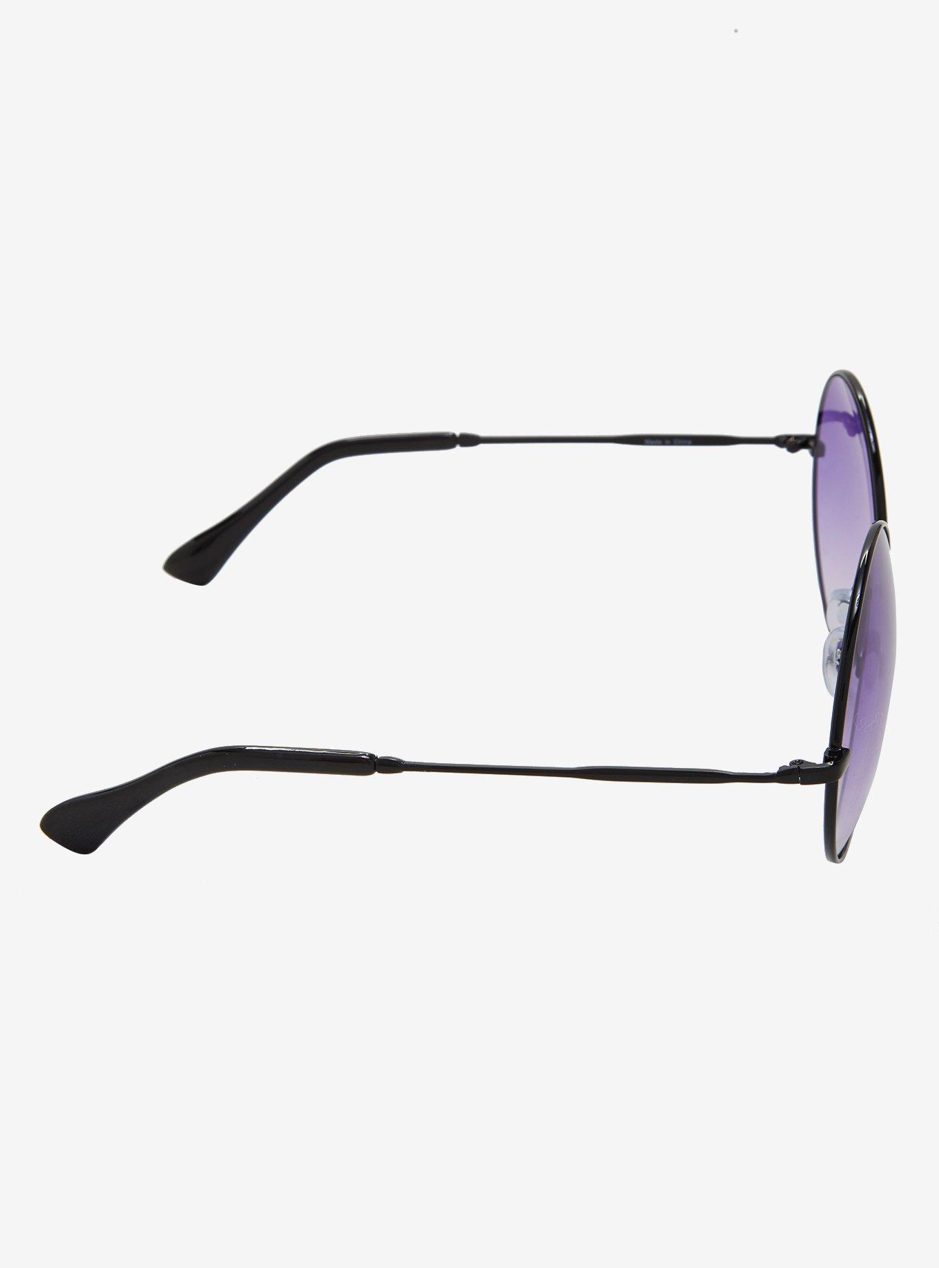Purple & Black Round Sunglasses, , alternate