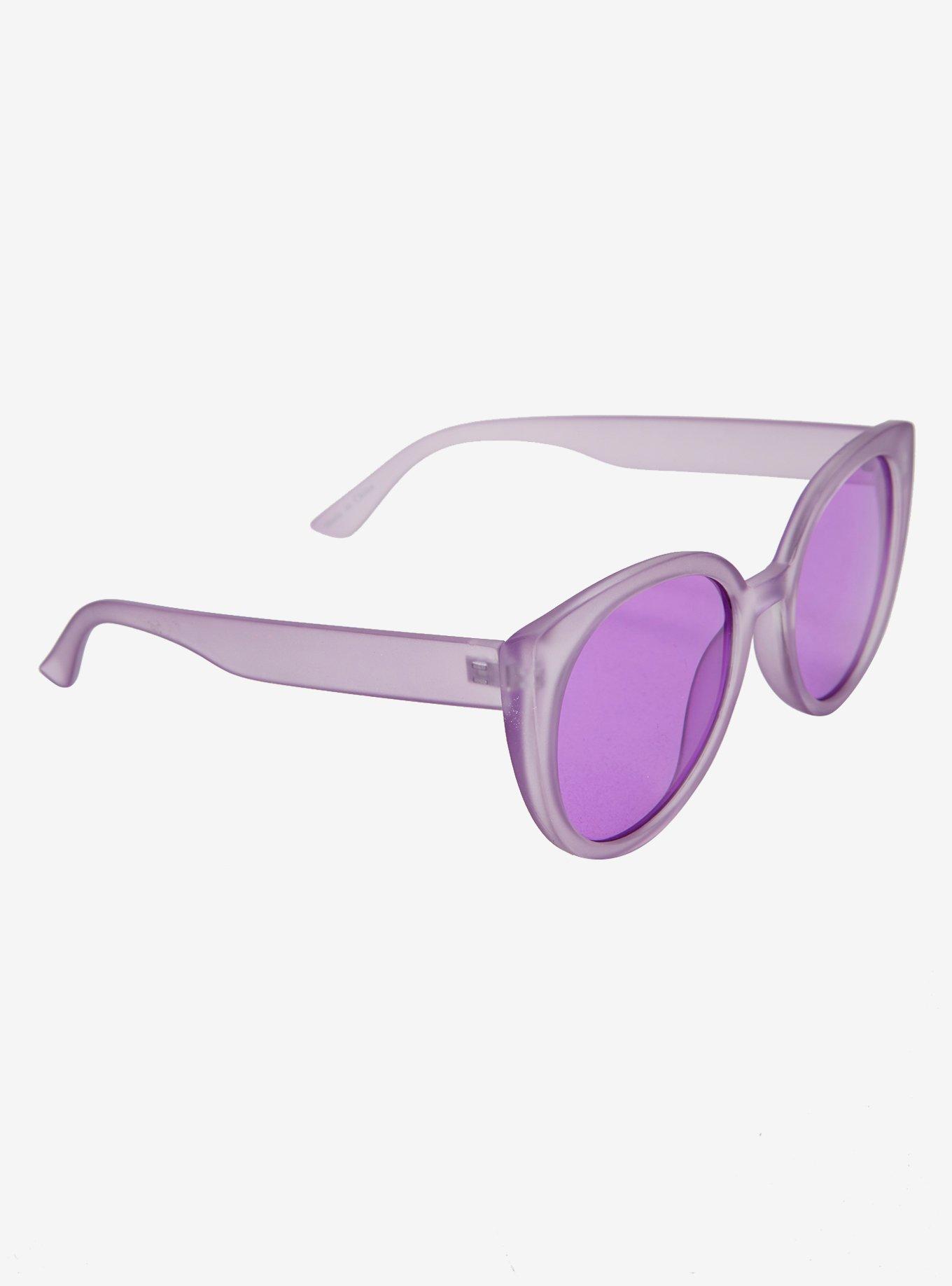 Purple Frosted Round Sunglasses, , alternate