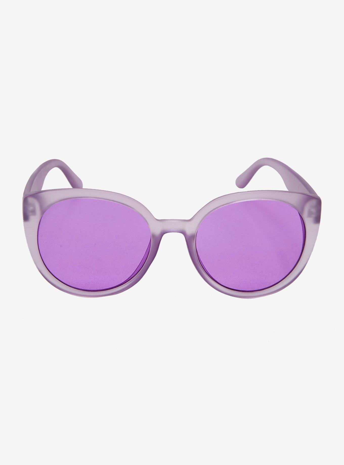 Purple Frosted Round Sunglasses, , alternate