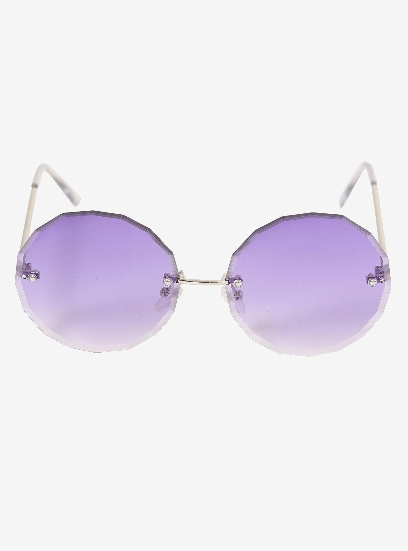Purple Ombre Oversized Rounded Sunglasses, , alternate