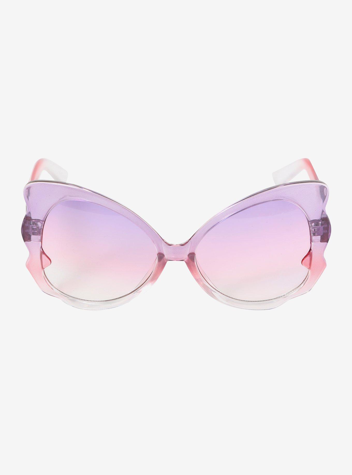 Pink & Purple Ombre Oversized Butterfly Sunglasses, , alternate