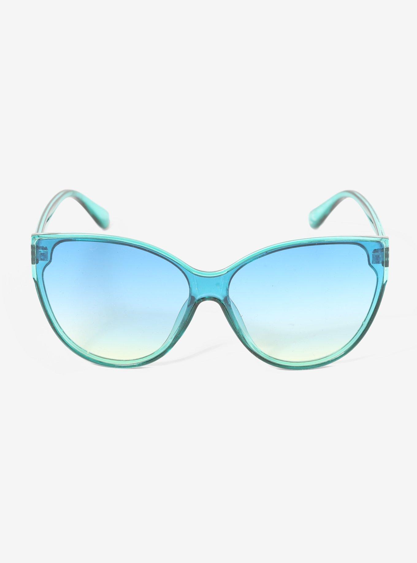 Blue Green Acrylic Cat Eye Sunglasses, , alternate