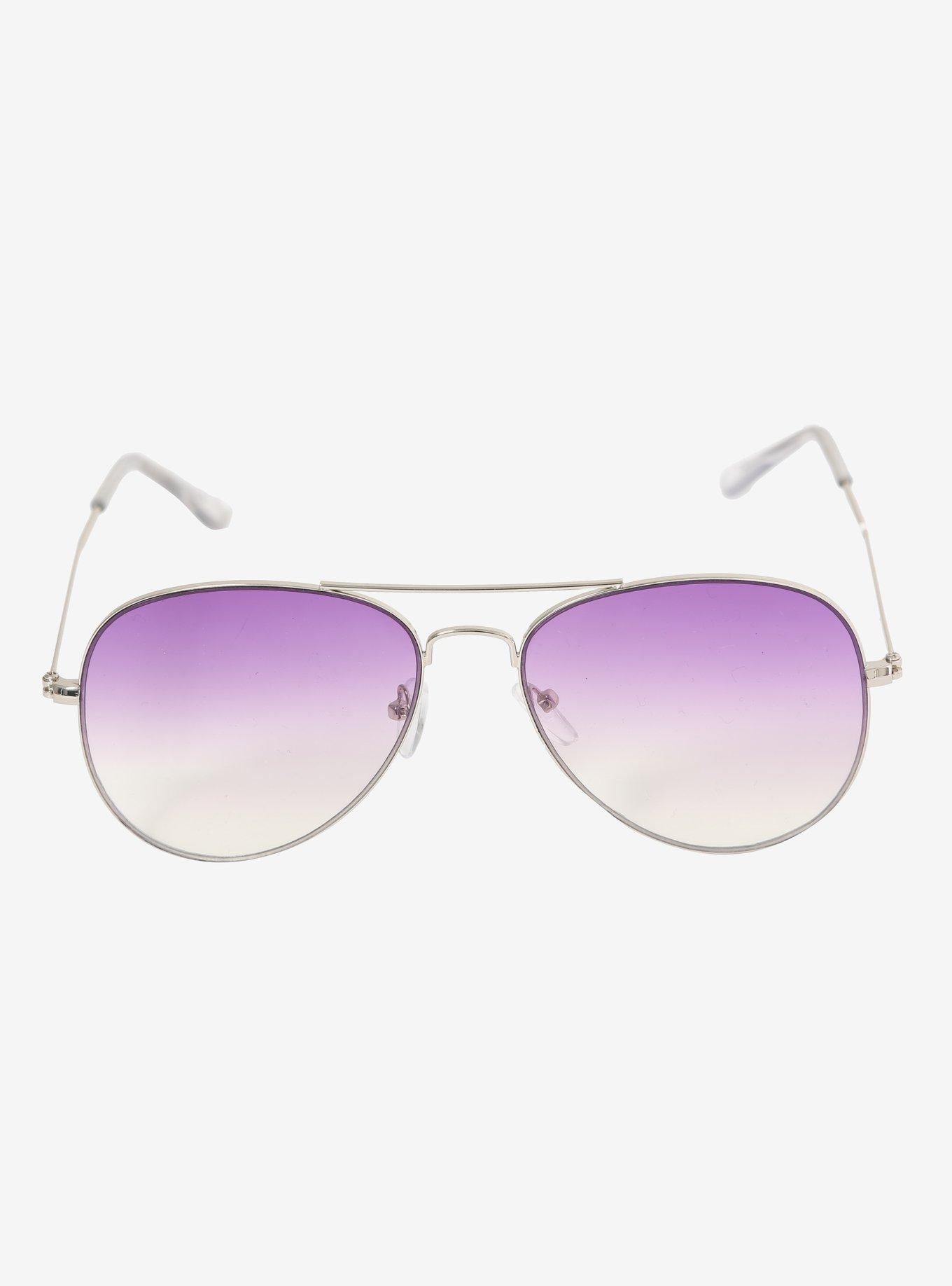 Purple Ombre Aviator Sunglasses, , alternate
