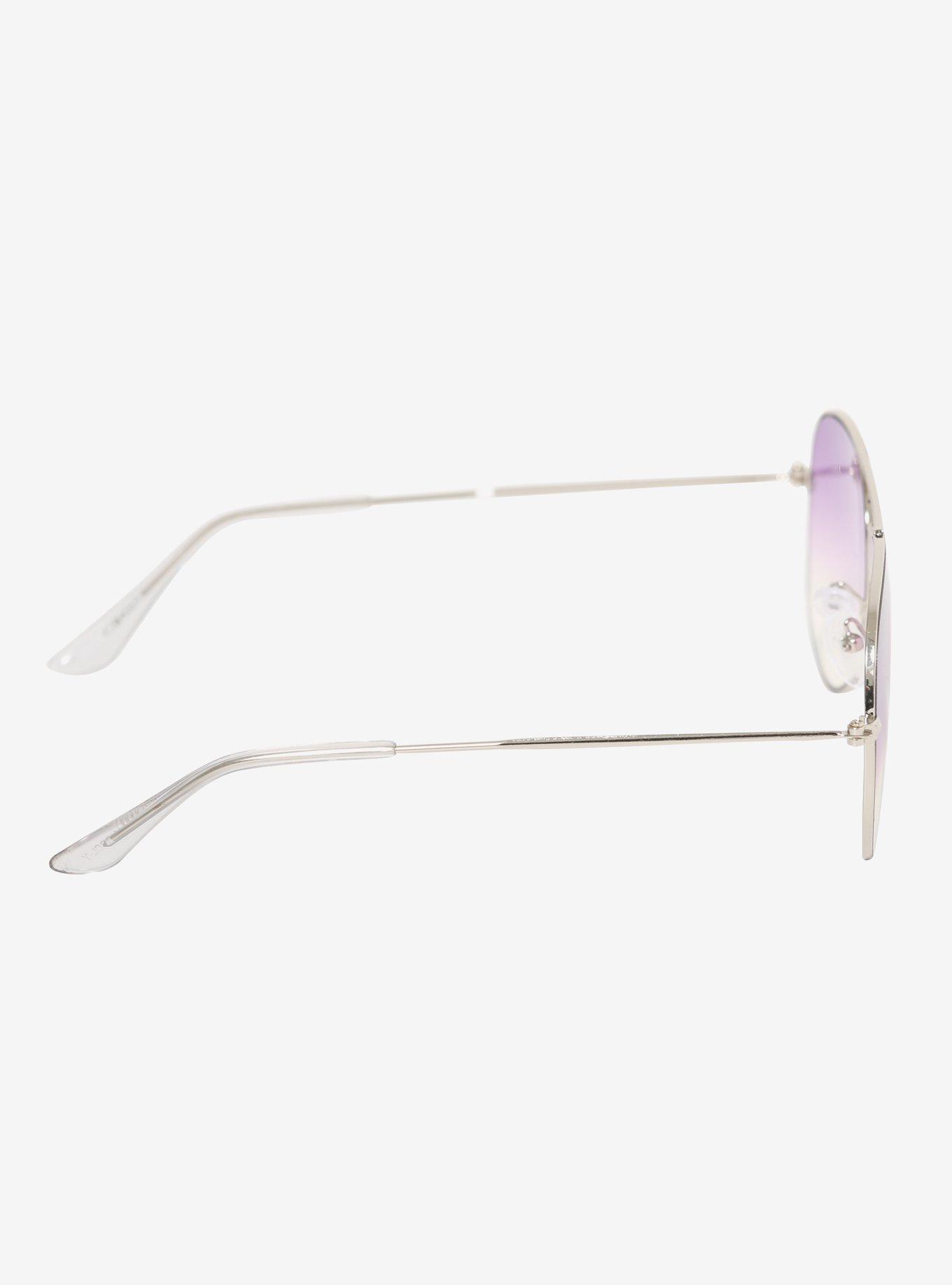 Purple Ombre Aviator Sunglasses, , alternate
