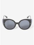 Black Rimless Cat Eye Sunglasses, , alternate