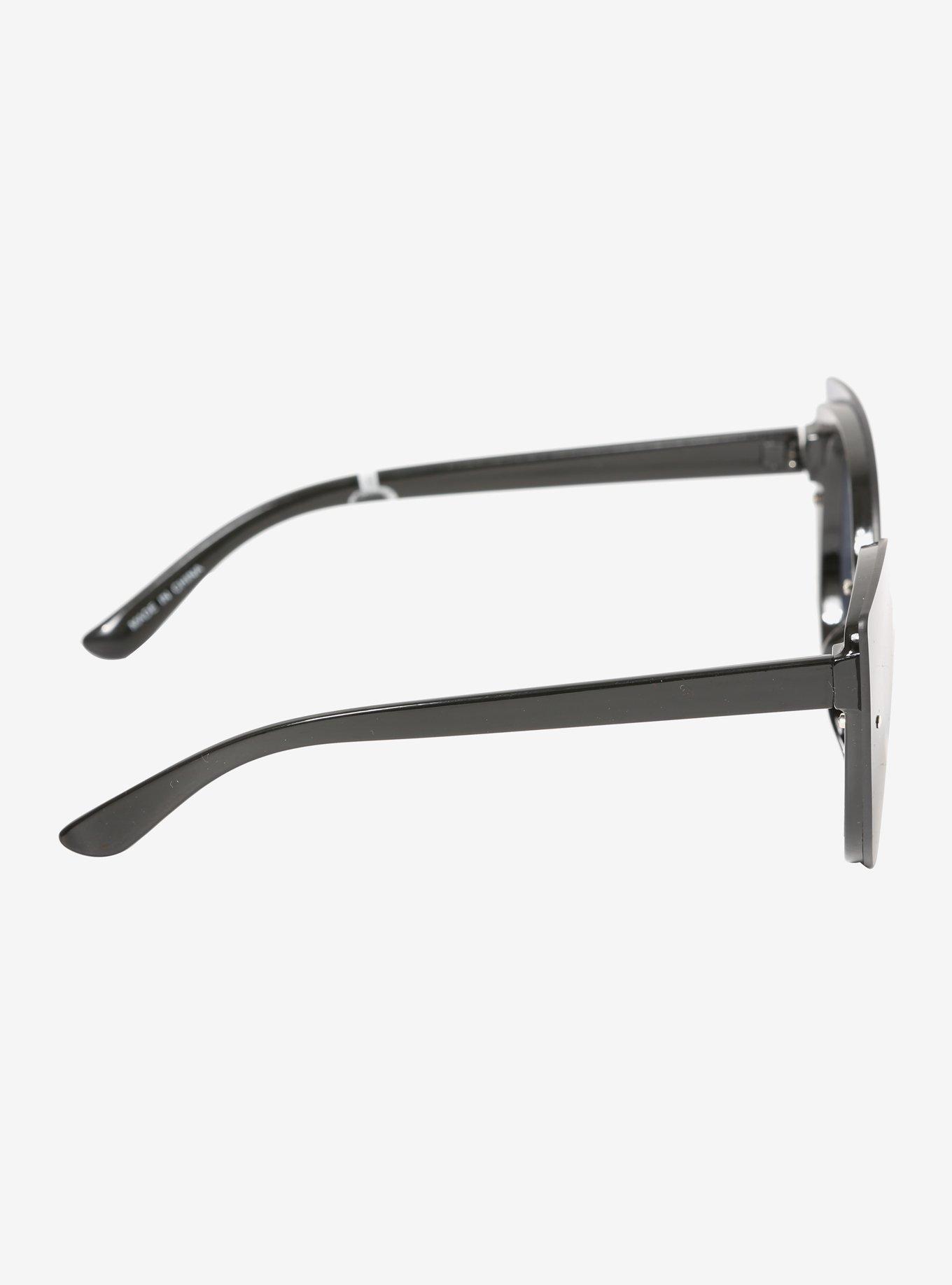 Black Rimless Cat Eye Sunglasses, , alternate