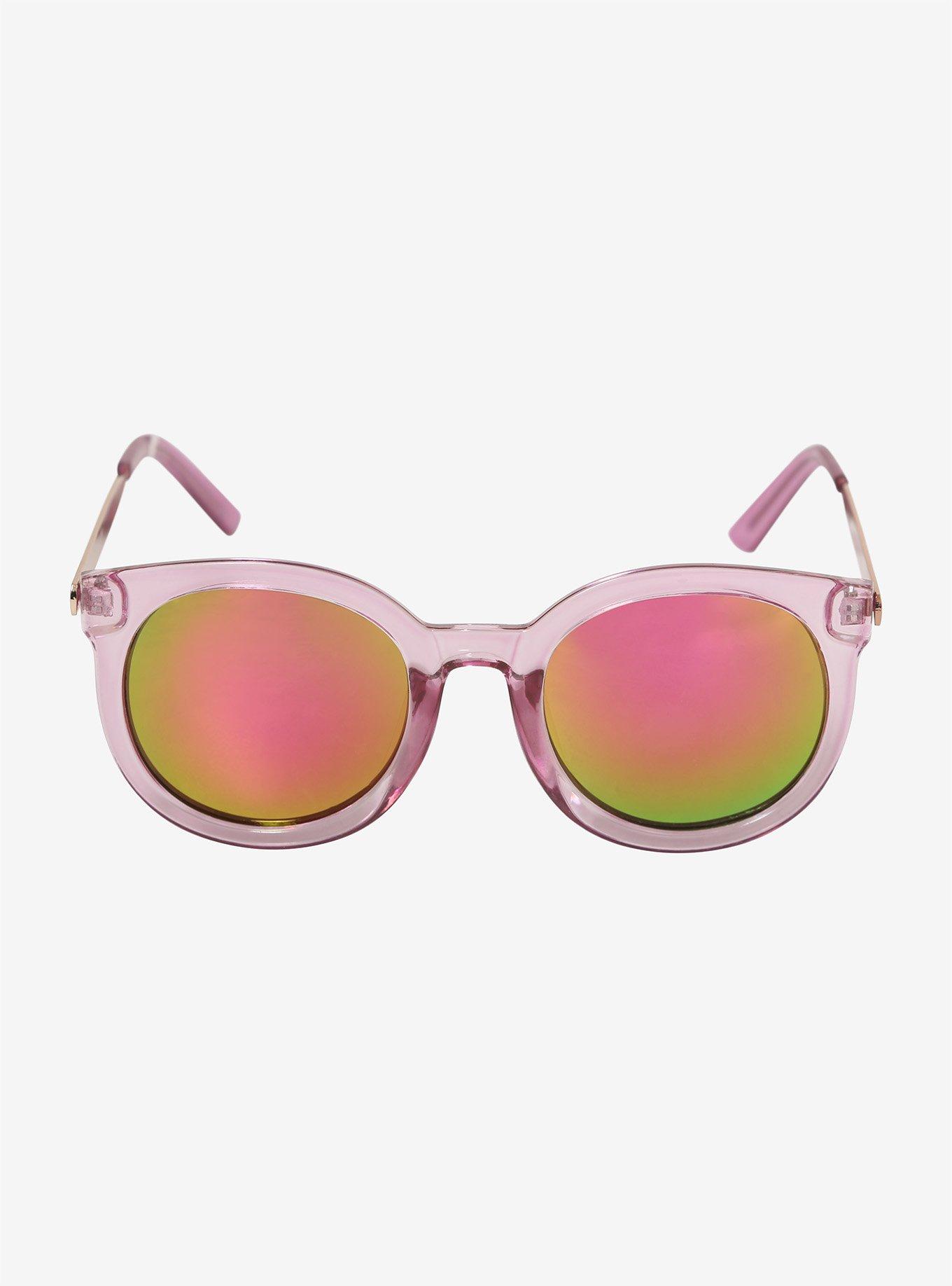 Dark Pink Mirrored Rainbow Lens Sunglasses, , alternate