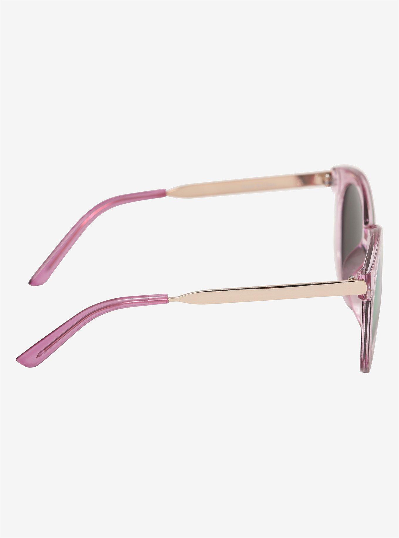 Dark Pink Mirrored Rainbow Lens Sunglasses, , alternate