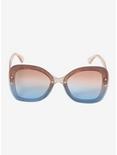Orange Blue Ombre Glitter Square Sunglasses, , alternate